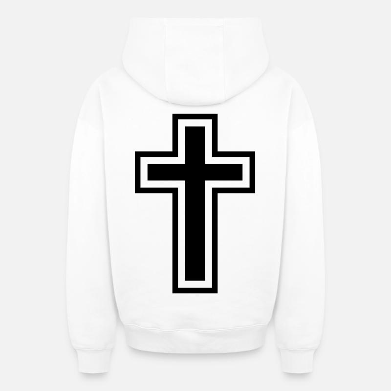 Croix - Sweat à capuche unisexe zippé oversize épais SPREAD - blanc