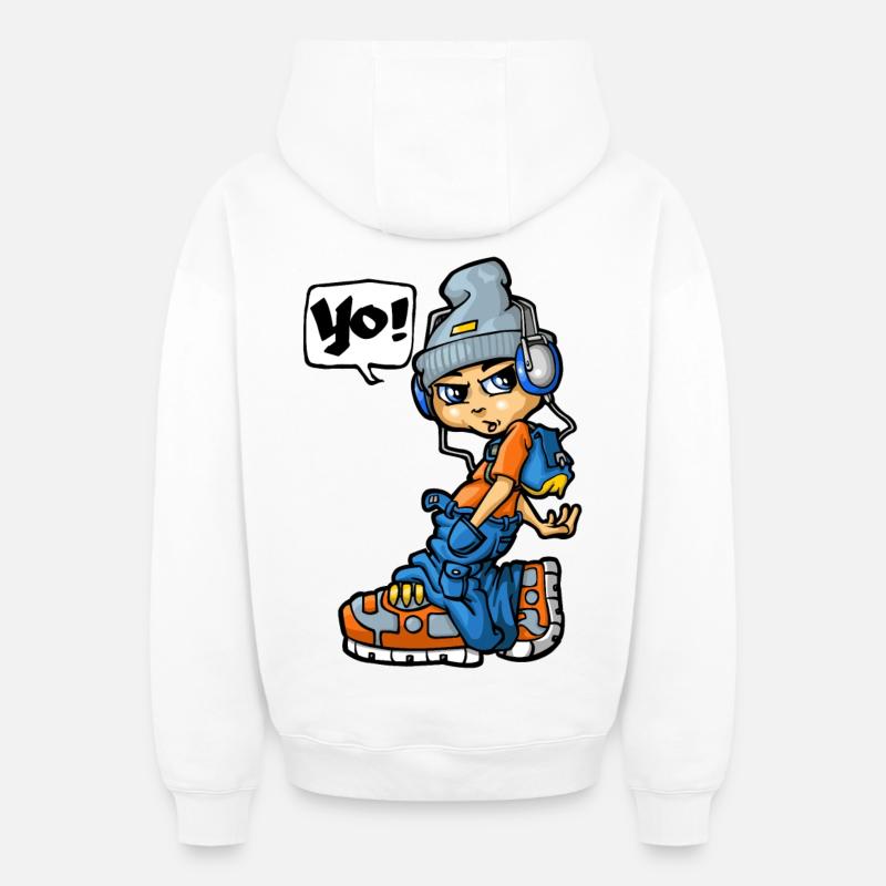 Yo - Sweat à capuche unisexe zippé oversize épais SPREAD - blanc