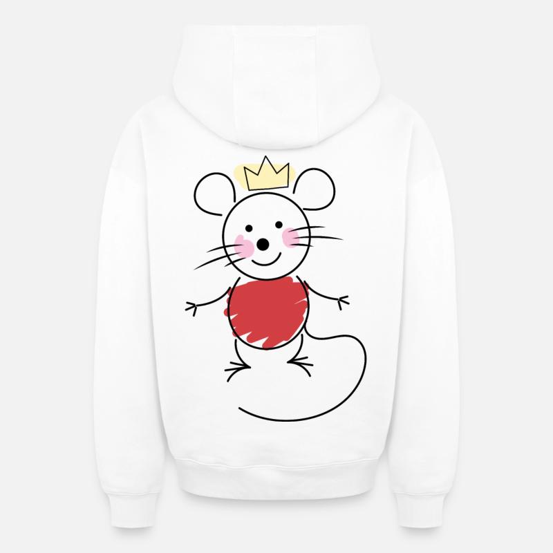 souris - Sweat à capuche unisexe zippé oversize épais SPREAD - blanc