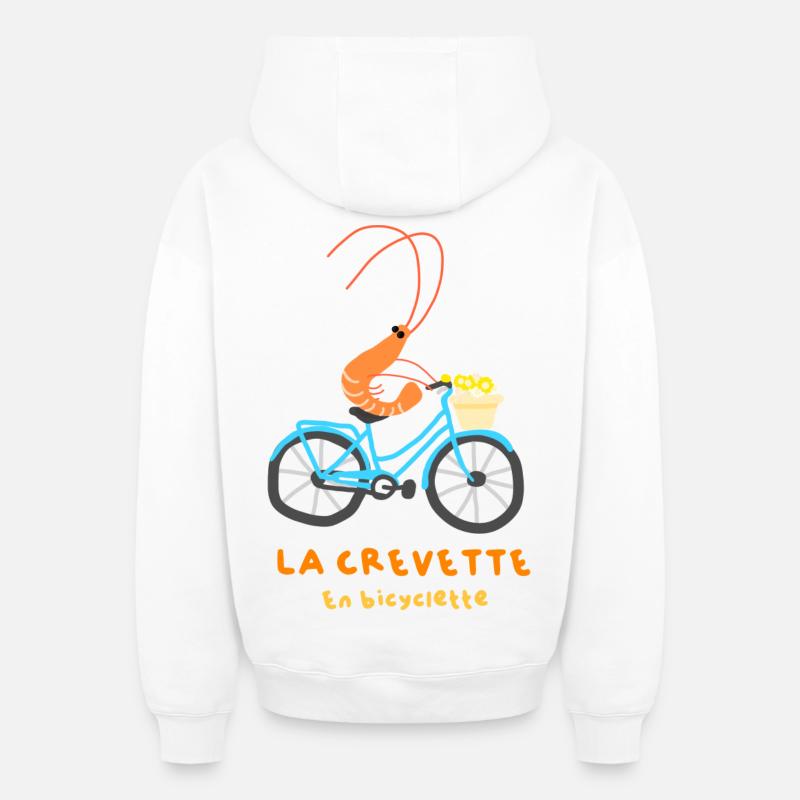 La crevette en bicyclette - Sweat à capuche unisexe zippé oversize épais SPREAD - blanc