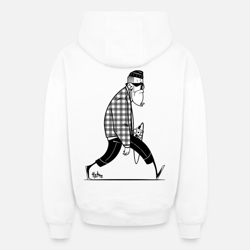 hipster - Sweat à capuche unisexe zippé oversize épais SPREAD - blanc