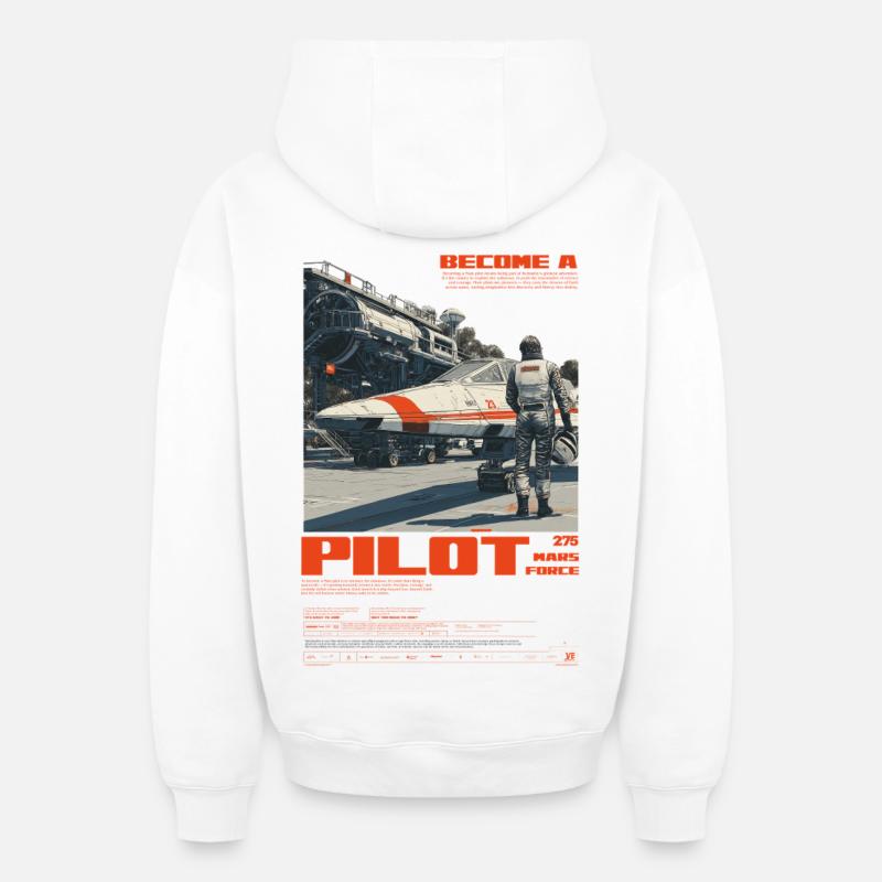 MARS PILOT - Oversized Heavyweight Unisex Zip Hoodie - Weiß