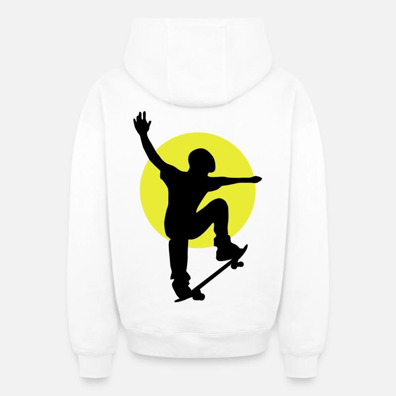 Skateur Sun - Sweat à capuche unisexe zippé oversize épais SPREAD - blanc