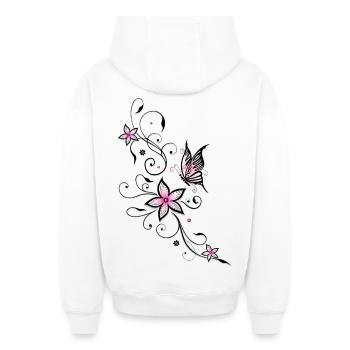 Filigree ornament with butterfly and flowers. - Oversized Heavyweight Unisex Zip Hoodie - white - Back - AI Model Male 178 light (178cm)