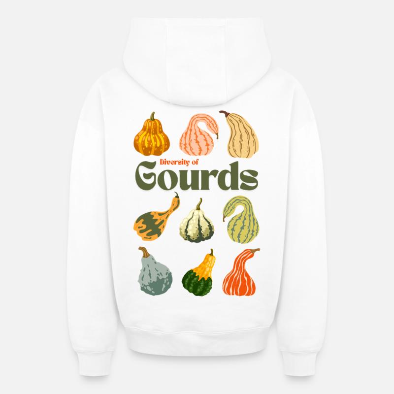 Diversité des gourdes - Sweat à capuche unisexe zippé oversize épais SPREAD - blanc
