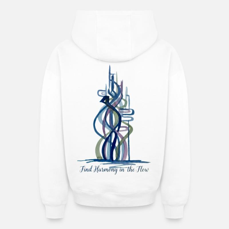 Harmonie dans le Flux - Sweat à capuche unisexe zippé oversize épais SPREAD - blanc