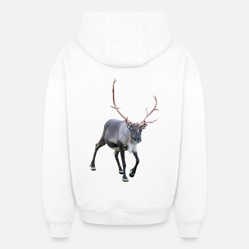 renne - Sweat à capuche unisexe zippé oversize épais SPREAD - blanc