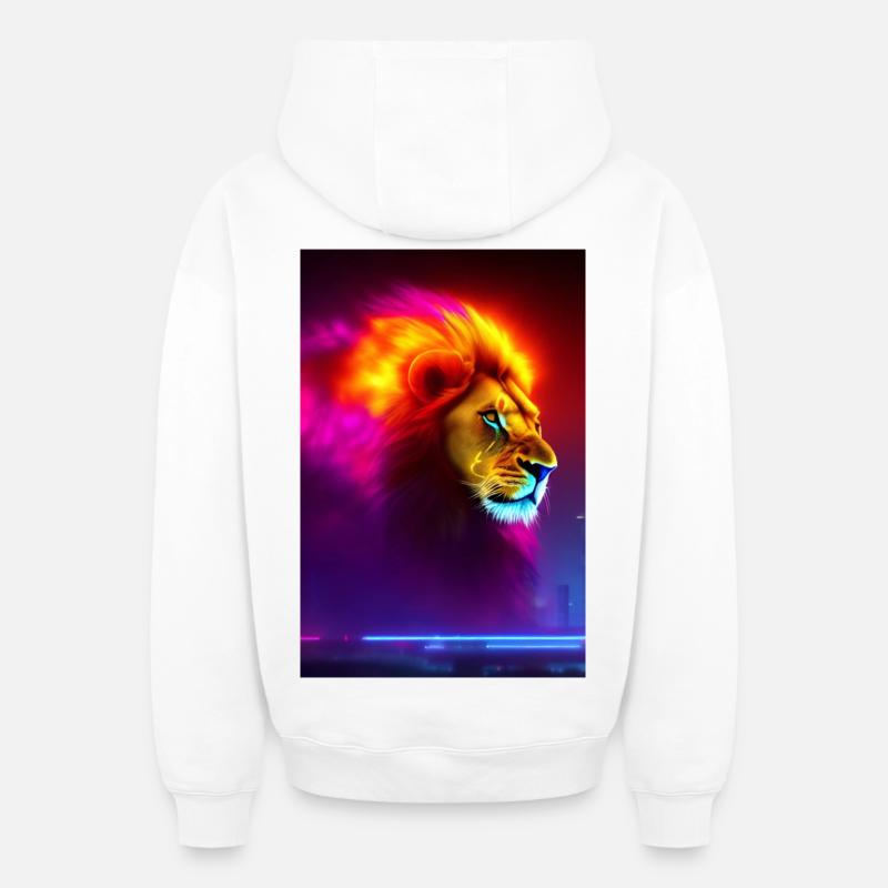 Tête de Lion - Sweat à capuche unisexe zippé oversize épais SPREAD - blanc