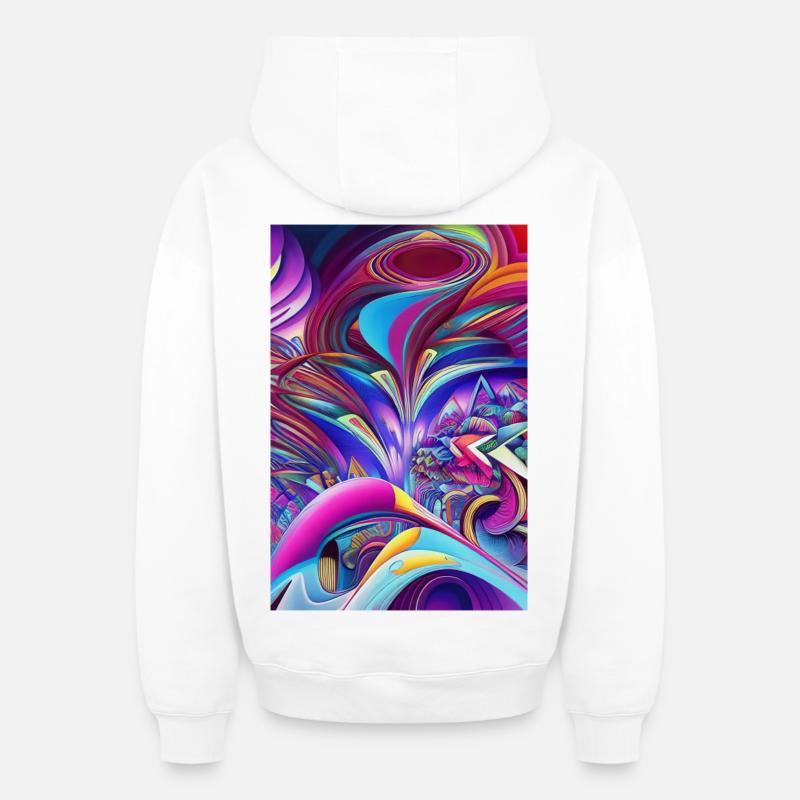 Art abstrait - Sweat à capuche unisexe zippé oversize épais SPREAD - blanc