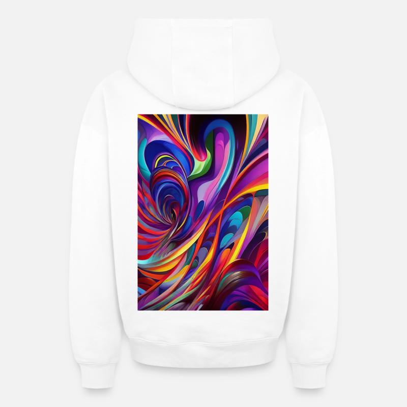 Art abstrait - Sweat à capuche unisexe zippé oversize épais SPREAD - blanc