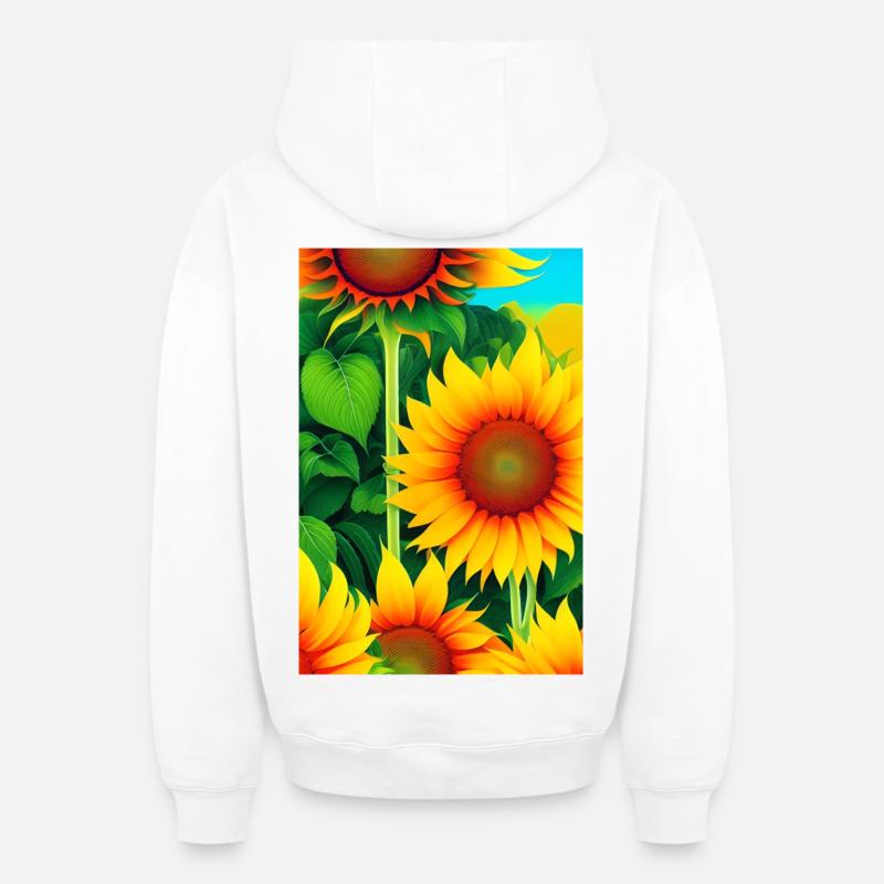 Tournesols - Sweat à capuche unisexe zippé oversize épais SPREAD - blanc