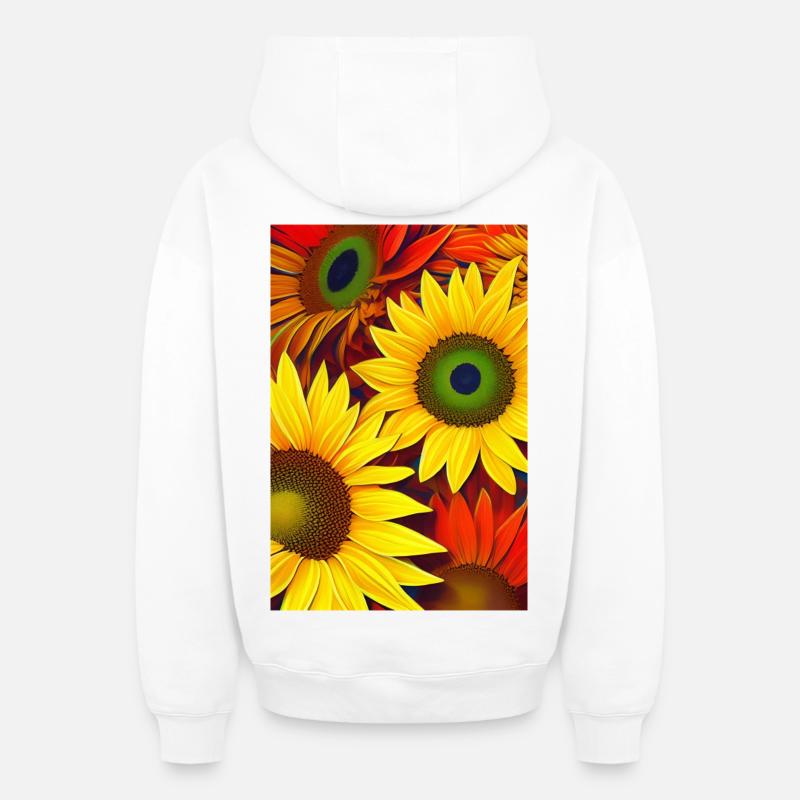 Tournesols - Sweat à capuche unisexe zippé oversize épais SPREAD - blanc