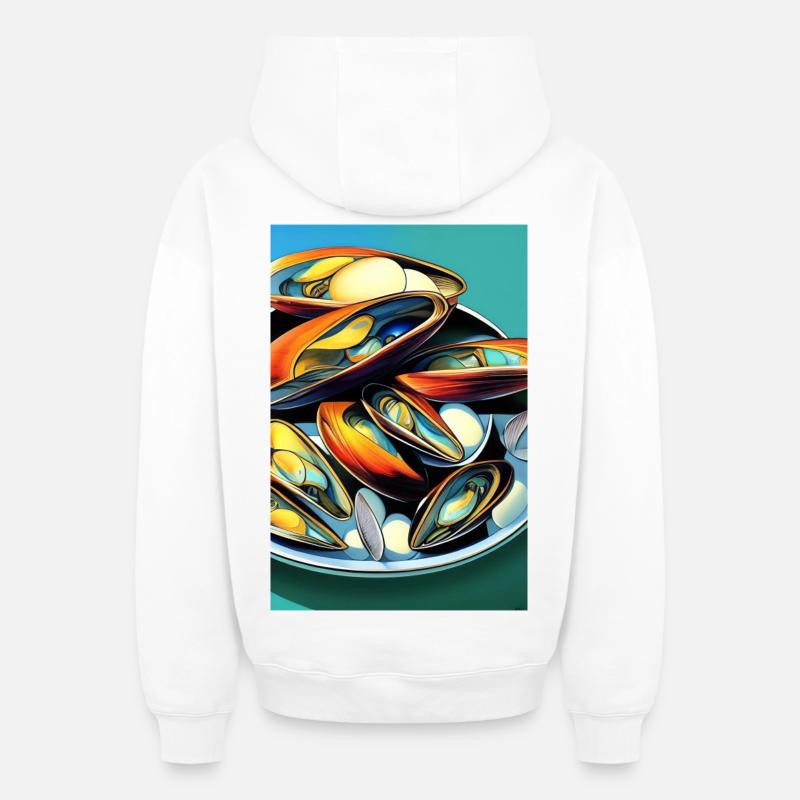 Moules - Sweat à capuche unisexe zippé oversize épais SPREAD - blanc