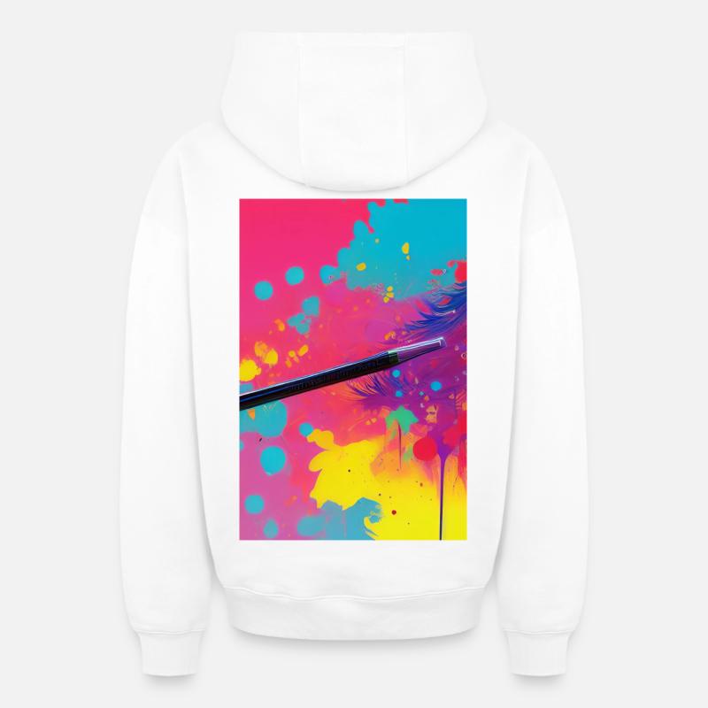 Art abstrait - Sweat à capuche unisexe zippé oversize épais SPREAD - blanc