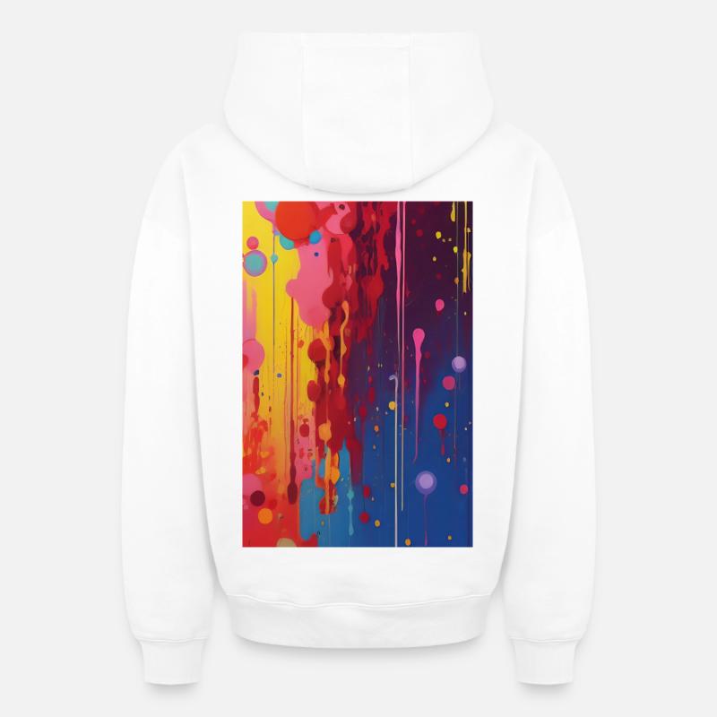 Art abstrait - Sweat à capuche unisexe zippé oversize épais SPREAD - blanc