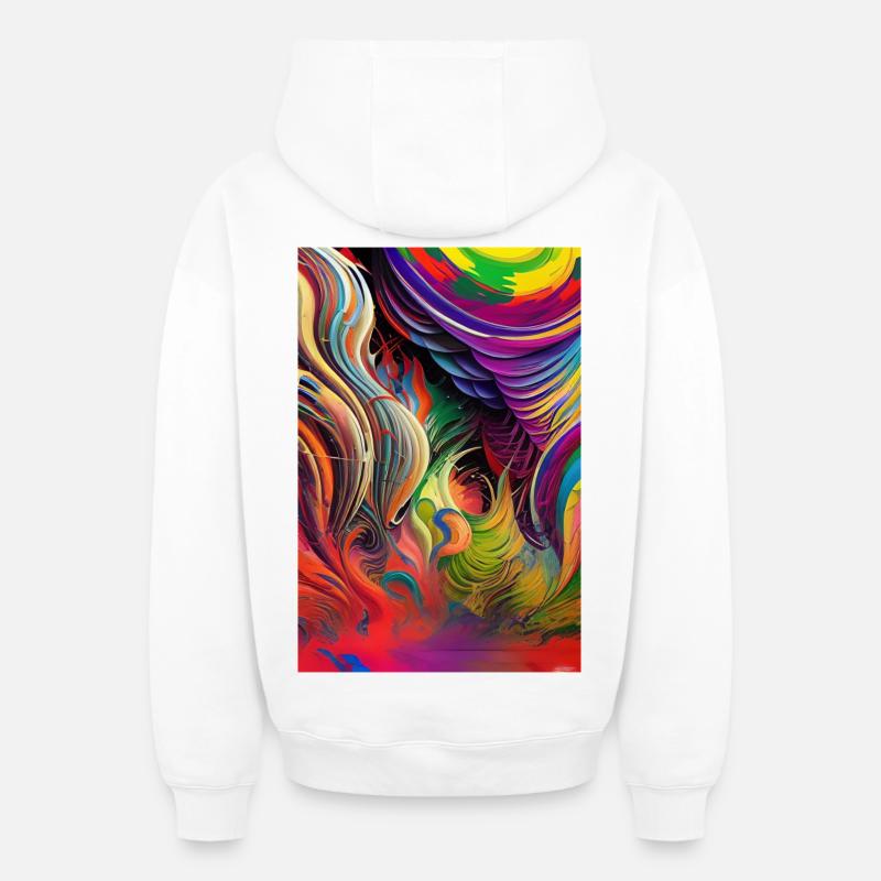 Art abstrait - Sweat à capuche unisexe zippé oversize épais SPREAD - blanc