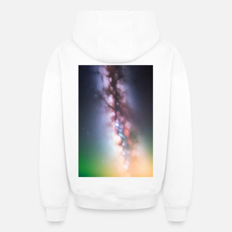 Espace et planètes - Sweat à capuche unisexe zippé oversize épais SPREAD - blanc