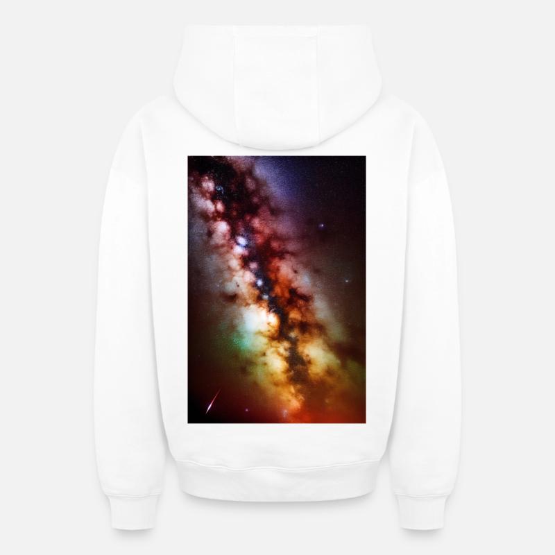 Espace et planètes - Sweat à capuche unisexe zippé oversize épais SPREAD - blanc