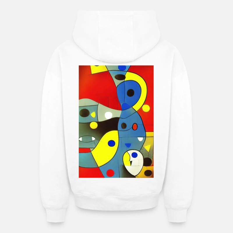 Art abstrait - Sweat à capuche unisexe zippé oversize épais SPREAD - blanc