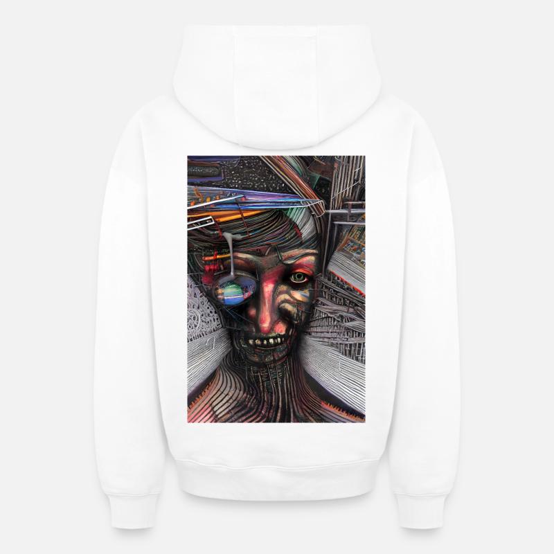 Art abstrait - Sweat à capuche unisexe zippé oversize épais SPREAD - blanc