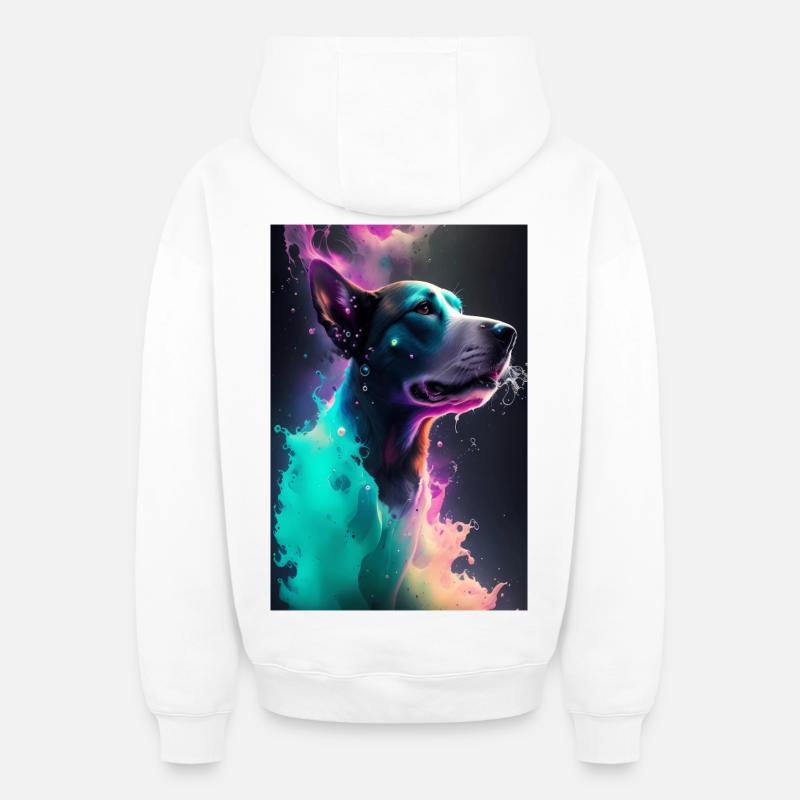 Chien mignon - Sweat à capuche unisexe zippé oversize épais SPREAD - blanc