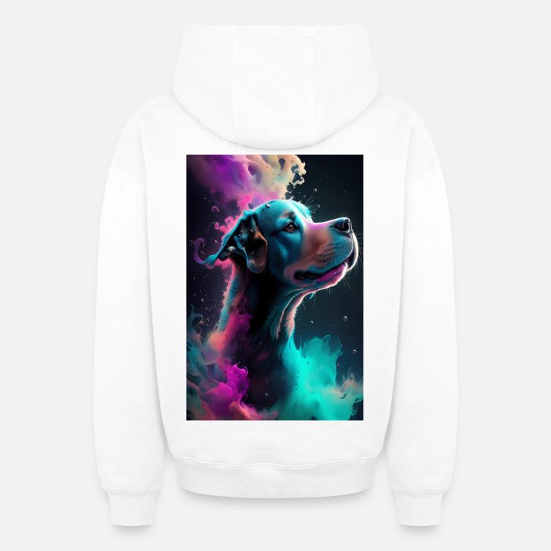 Chien mignon - Sweat à capuche unisexe zippé oversize épais SPREAD - blanc
