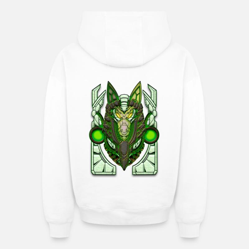 Super masque anubis cyberpunk - Sweat à capuche unisexe zippé oversize épais SPREAD - blanc