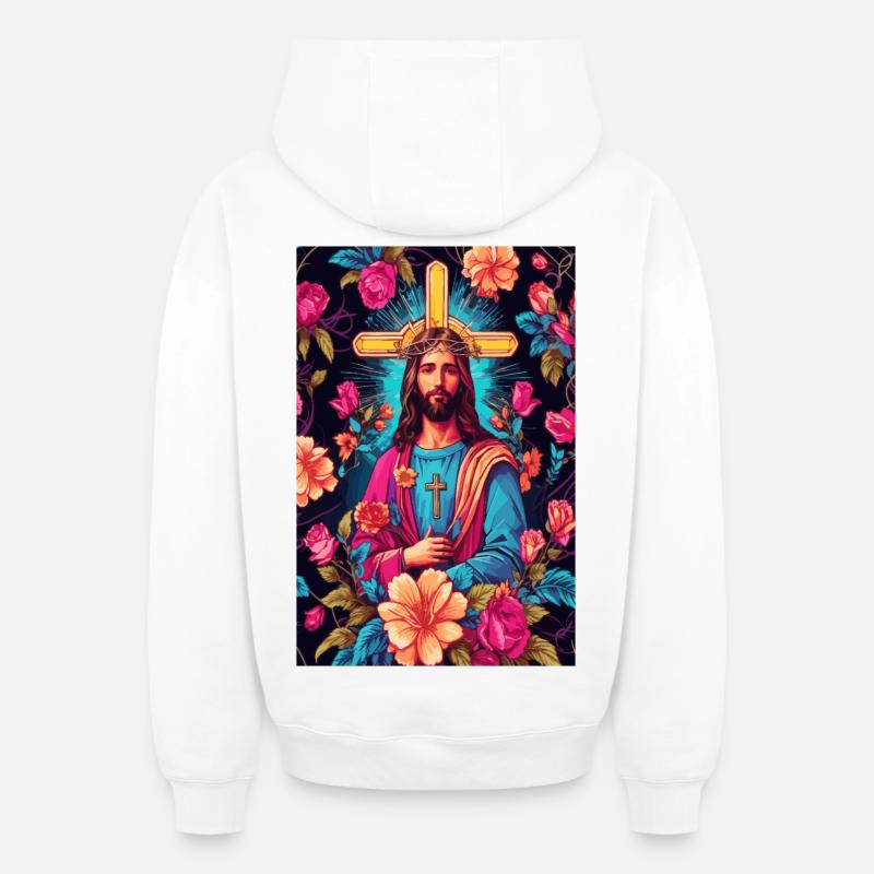 Mon Dieu - Sweat à capuche unisexe zippé oversize épais SPREAD - blanc