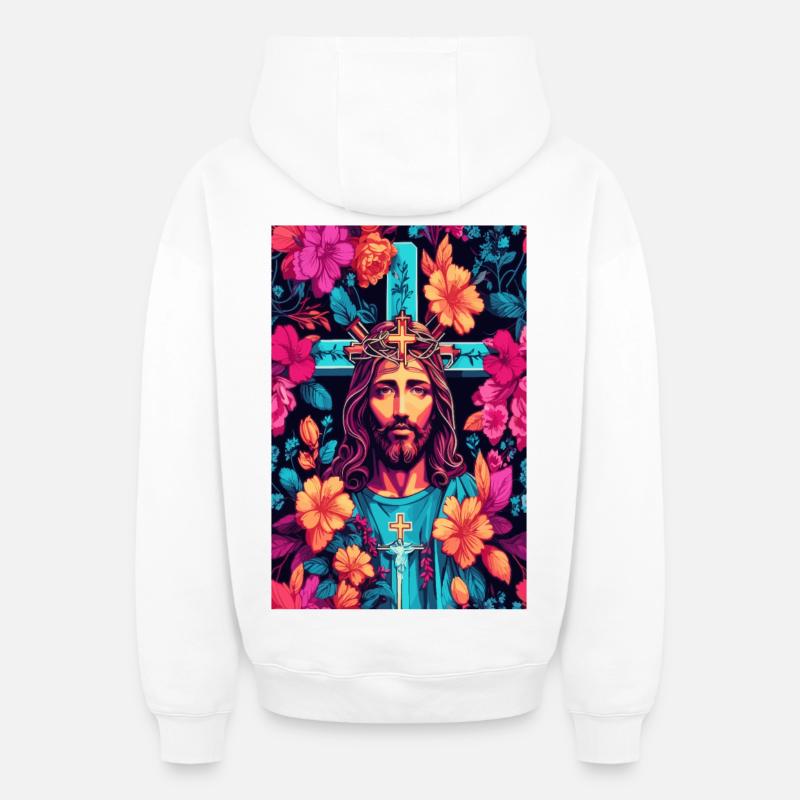 Mon Dieu - Sweat à capuche unisexe zippé oversize épais SPREAD - blanc