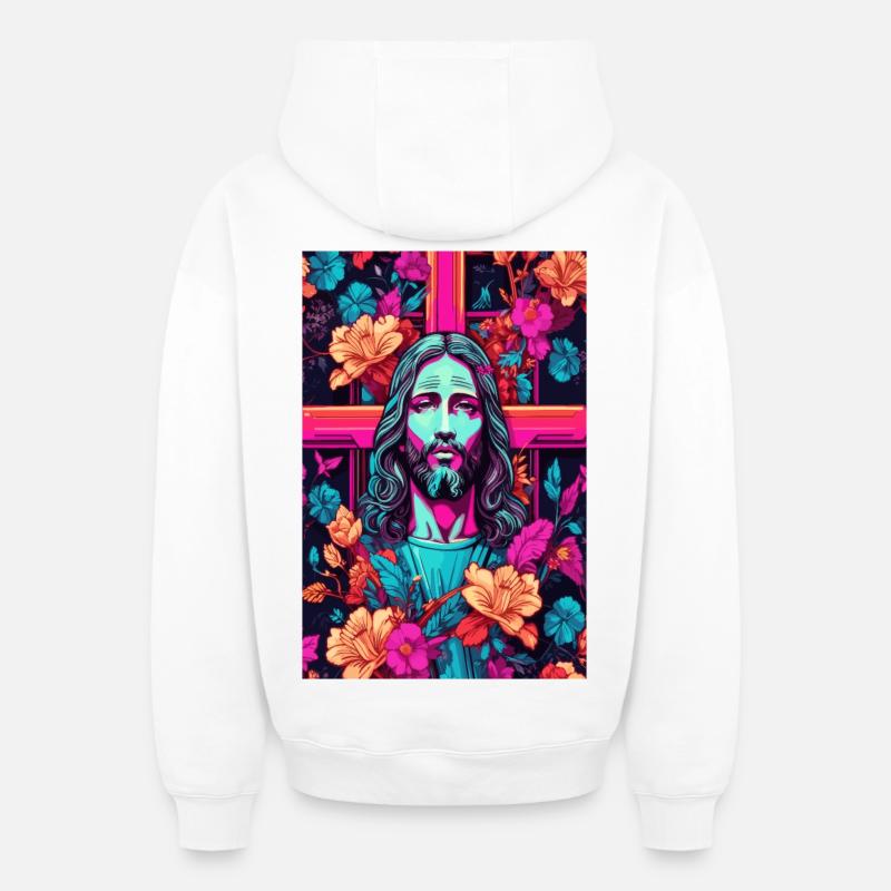 Mon Dieu - Sweat à capuche unisexe zippé oversize épais SPREAD - blanc