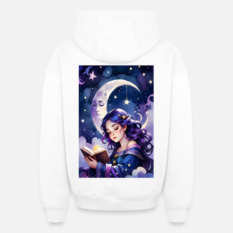 Lire et s’endormir - Sweat à capuche unisexe zippé oversize épais SPREAD - blanc