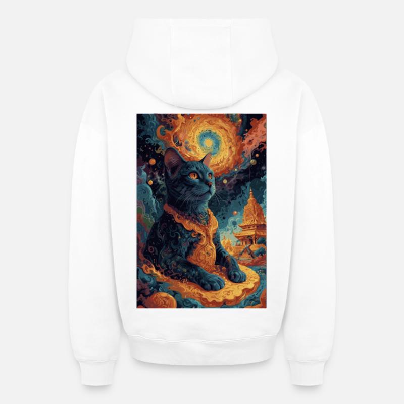 Bouddha noir1 - Sweat à capuche unisexe zippé oversize épais SPREAD - blanc