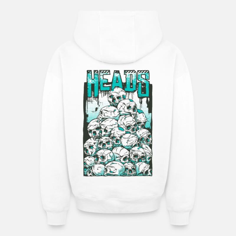Crânes - Sweat à capuche unisexe zippé oversize épais SPREAD - blanc