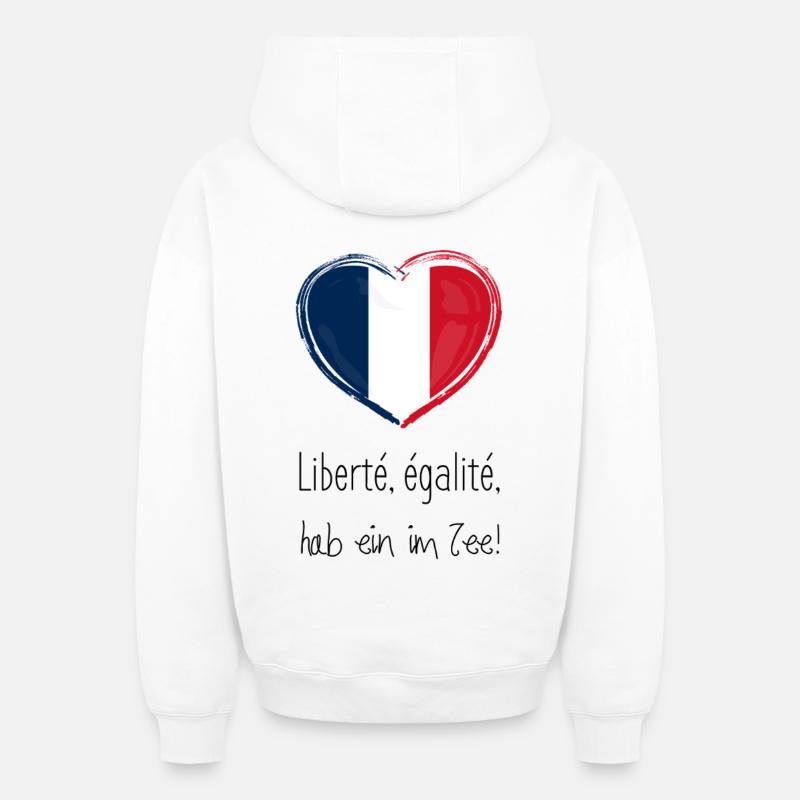 Liberté, égalité, prenez un thé ! - Sweat à capuche unisexe zippé oversize épais SPREAD - blanc