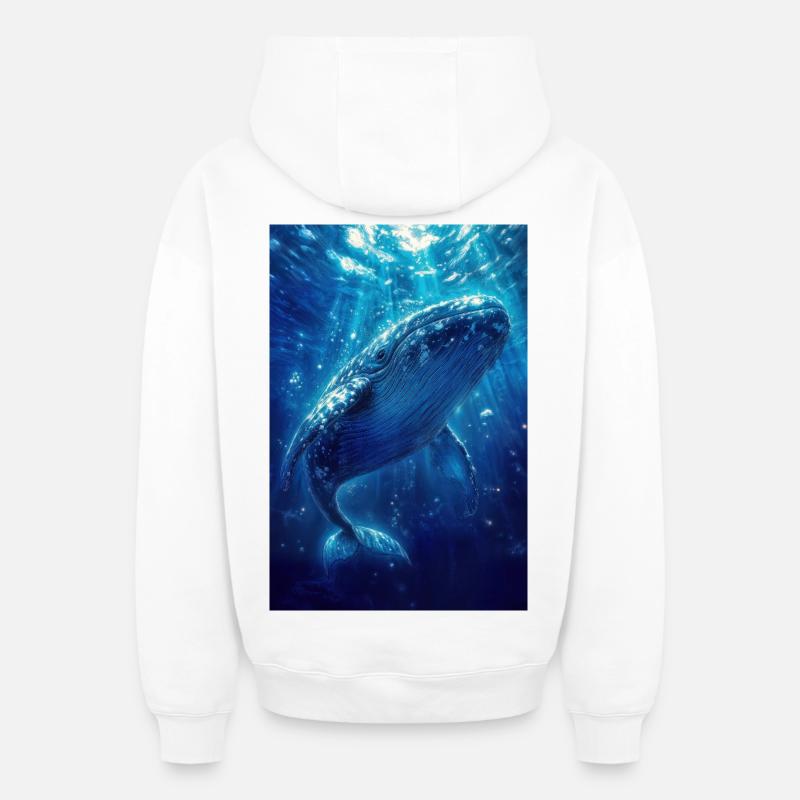 Illustration eines Wals - Oversized Heavyweight Unisex Zip Hoodie - Weiß