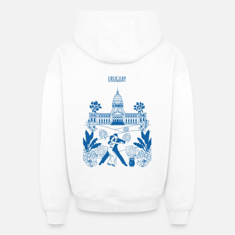 Capitole Uruguay Tango - Sweat à capuche unisexe zippé oversize épais SPREAD - blanc