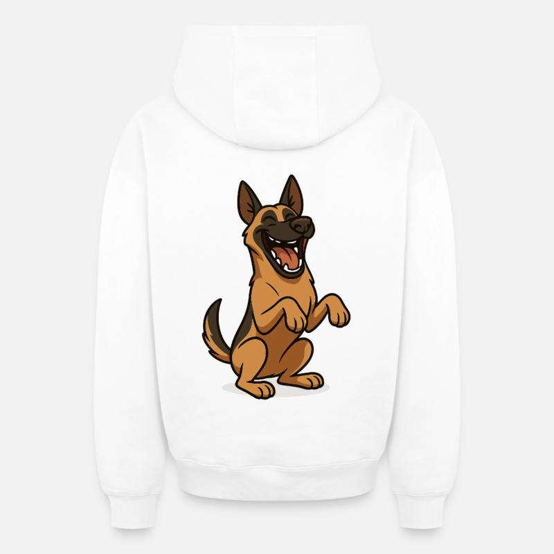 Chien Malinois Rieur - Sweat à capuche unisexe zippé oversize épais SPREAD - blanc