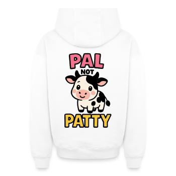 Pal not Patty – Niedliche Kuh-Freundschaft - Oversized Heavyweight Unisex Zip Hoodie - Weiß - Hinten - AI Model Male 178 light (178cm)