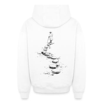 walk the path - Oversized Heavyweight Unisex Zip Hoodie - white - Back - AI Model Male 178 light (178cm)