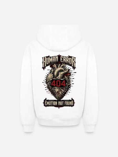 Human Error – Emotion Not Found - Oversized Heavyweight Unisex Zip Hoodie - white