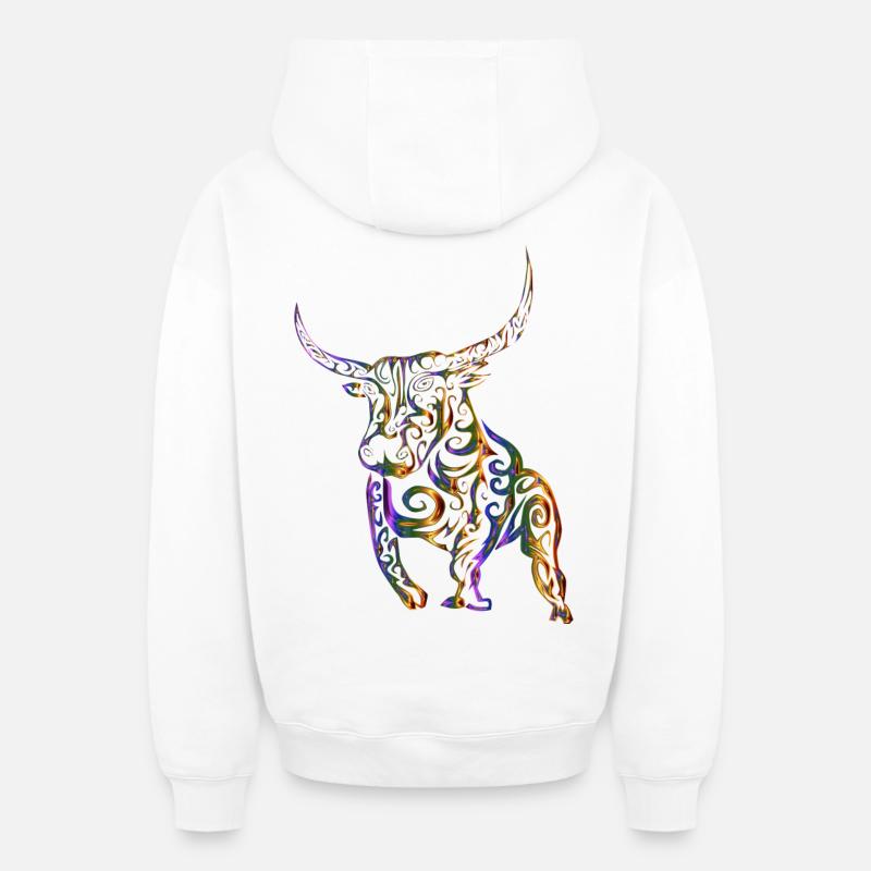 Taureau - Sweat à capuche unisexe zippé oversize épais SPREAD - blanc
