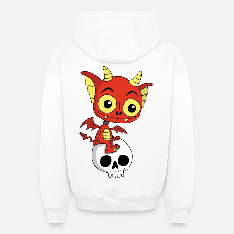 Petit démon se repose - Sweat à capuche unisexe zippé oversize épais SPREAD - blanc