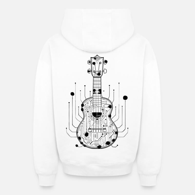Ukulélé - Sweat à capuche unisexe zippé oversize épais SPREAD - blanc