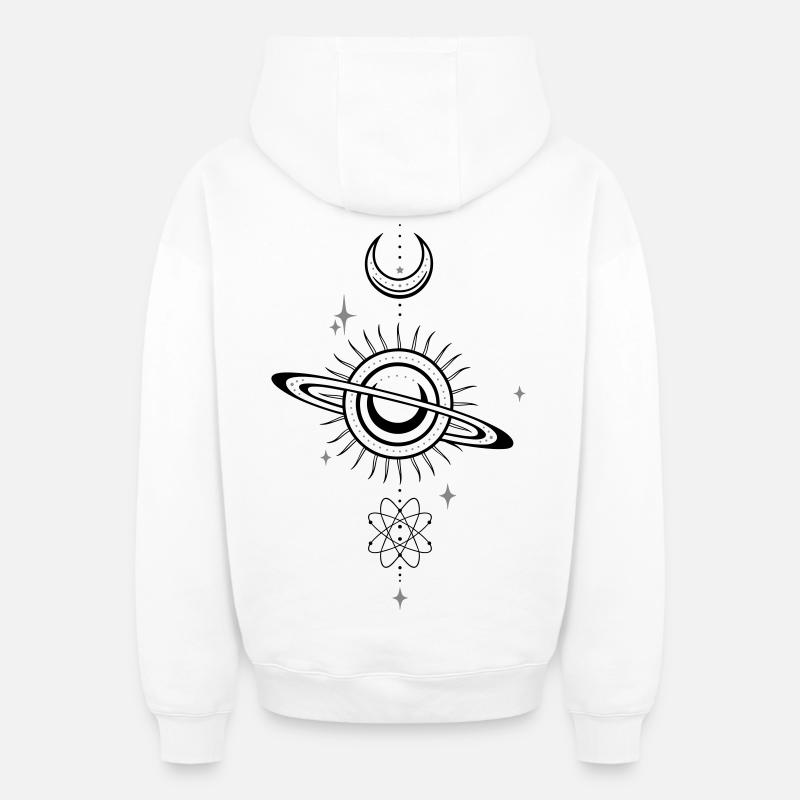 Univers Galaxie Planète Atom - Sweat à capuche unisexe zippé oversize épais SPREAD - blanc