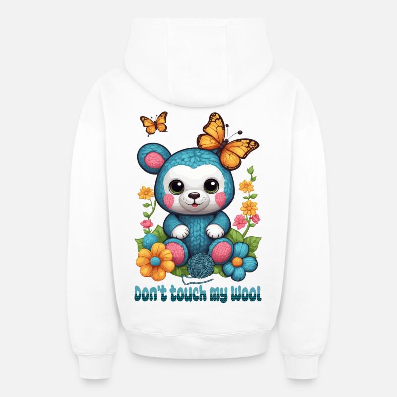 Teddy en laine - Sweat à capuche unisexe zippé oversize épais SPREAD - blanc