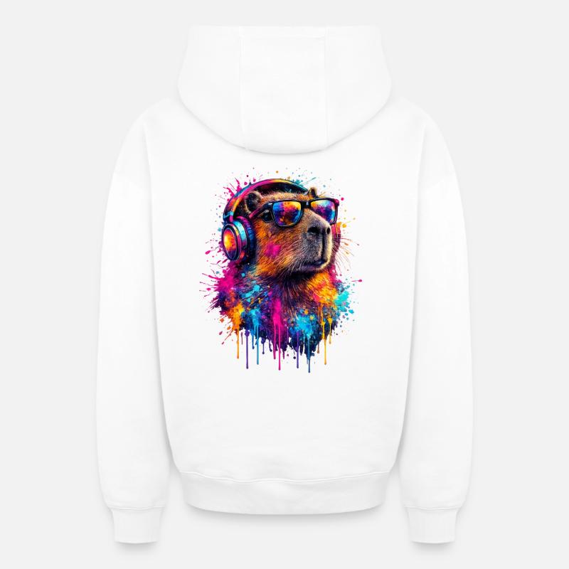 Capybara - Oversized Heavyweight Unisex Zip Hoodie - Weiß