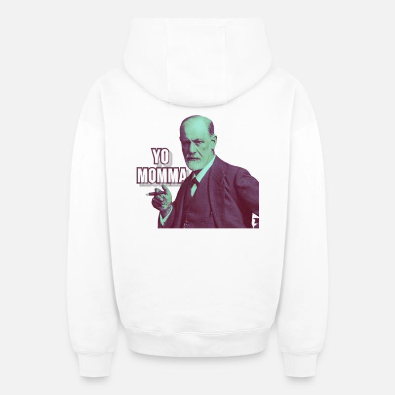 Freud - Yo Momma - Sweat à capuche unisexe zippé oversize épais SPREAD - blanc