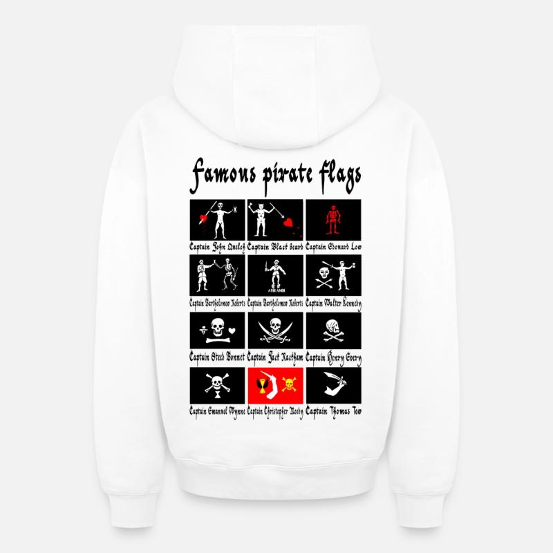 Drapeaux pirates célèbres - Sweat à capuche unisexe zippé oversize épais SPREAD - blanc