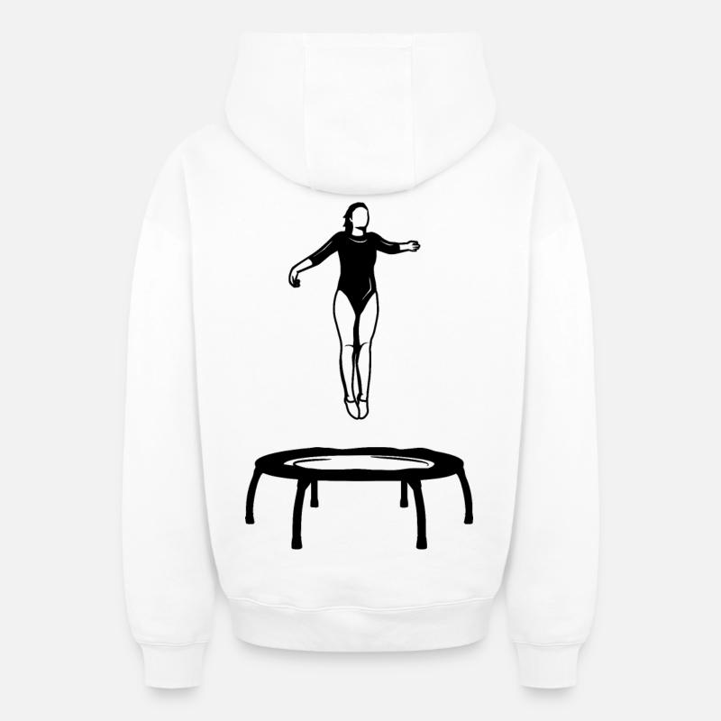 Trampoline Fille - Sweat à capuche unisexe zippé oversize épais SPREAD - blanc