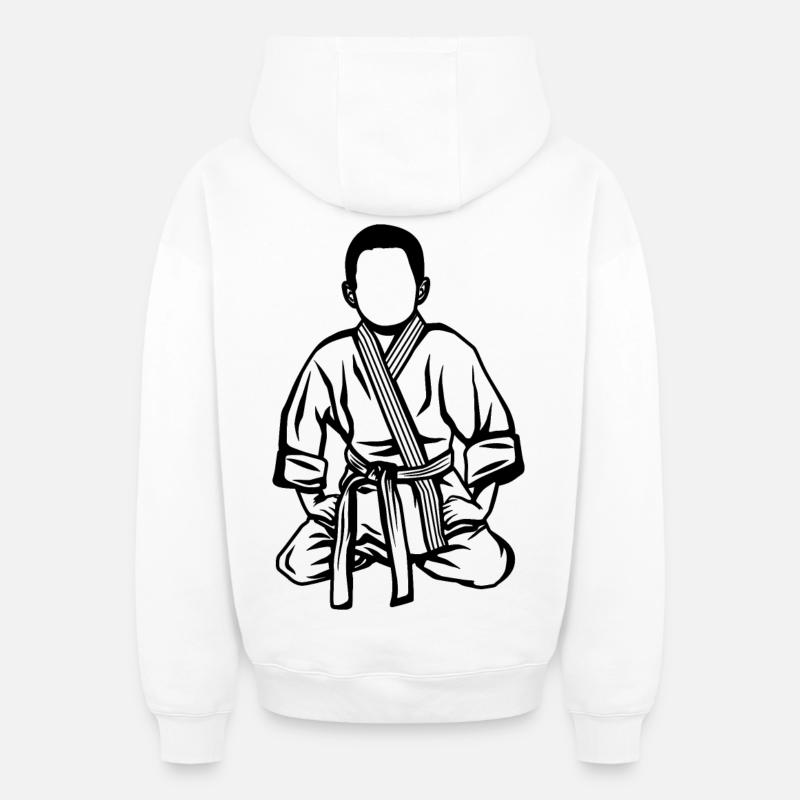 Judo Kid - Sweat à capuche unisexe zippé oversize épais SPREAD - blanc